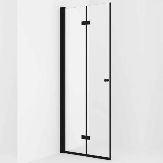 Vikingbad Liam Dusjdør Leddet H195cm Svart Matt / 100cm Venstre Klart Glass