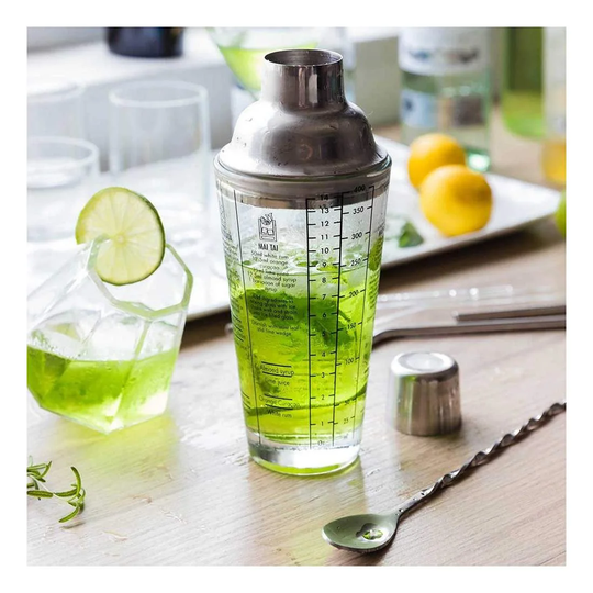 Cocktailshaker med Opskrifter og Mål