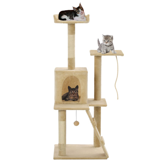 vidaXL kradsetræ til katte med sisal-kradsestolper 120 cm beige
