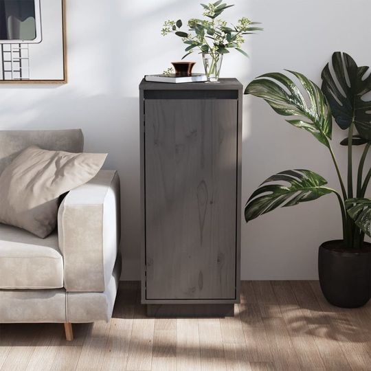 vidaXL skænk 31,5x34x75 cm massivt fyrretræ grå