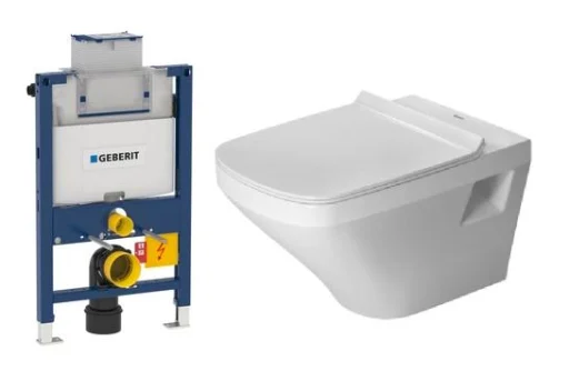 Komplett pakke m/Geberit Omega 82 cm sisterne, Duravit Durastyle toalett og softclose sete - uten betjeningsplate