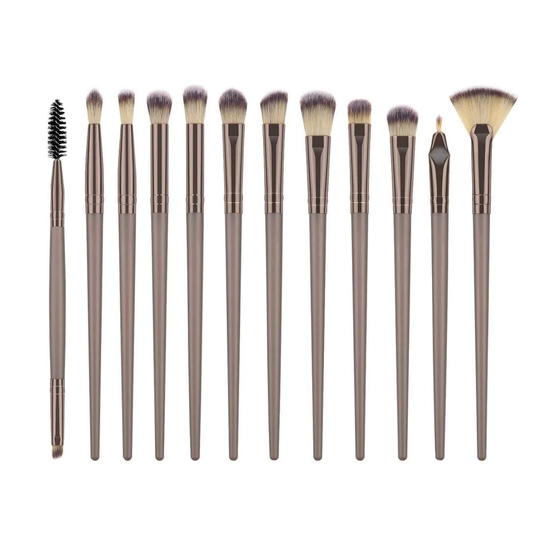 12x Makeupbørster - Grå