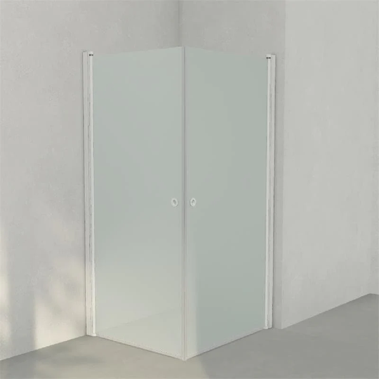 INR Iconic Nordic Rooms Dusjhjørne Linc Angel Original, Frostet/stripe Glass Hvit Matt / 90x100cm Frostet