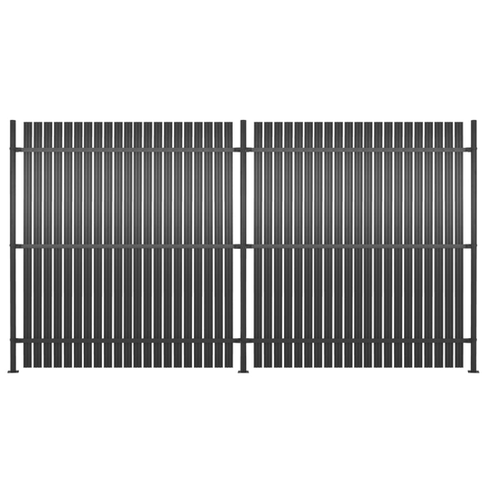 vidaXL hegnspaneler 2 stk. aluminium 360 x 180 cm antracitgrå