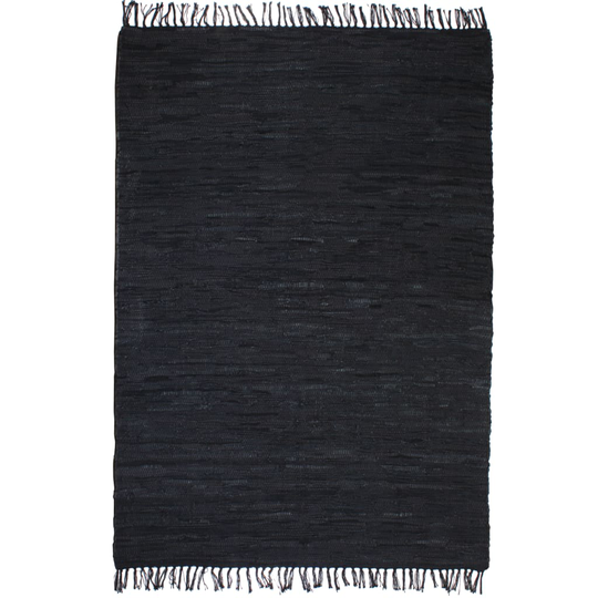 vidaXL håndvævet chindi-tæppe læder 160 x 230 cm sort
