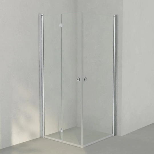 INR Iconic Nordic Rooms Dusjhjørne Linc 66 Flex Måltilpasset Matt Aluminium / - Venstre Klart Glass