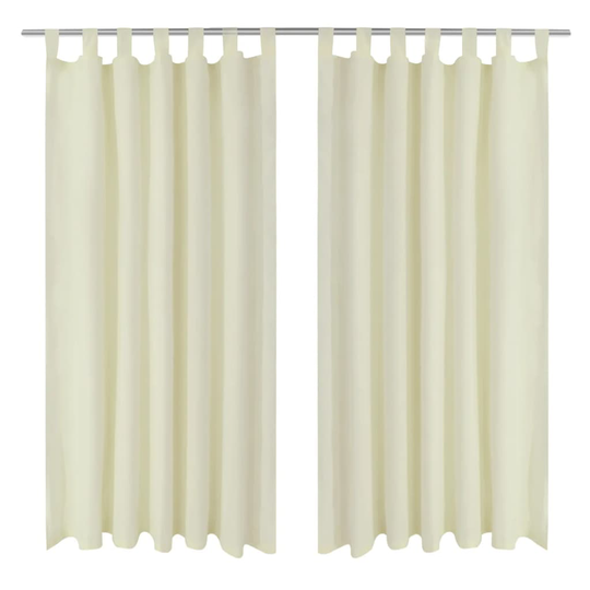 Gardiner i mikro-satin med løkker 2 stk. 140 x 225 cm cremefarvet