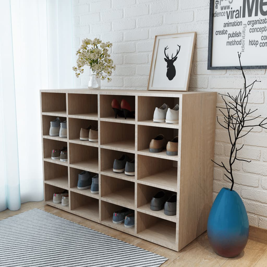 vidaXL skoreol 92x30x67,5 cm spånplade egetræsfarvet