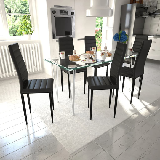 vidaXL spisebordssæt med 6 stole og 1 glasbord