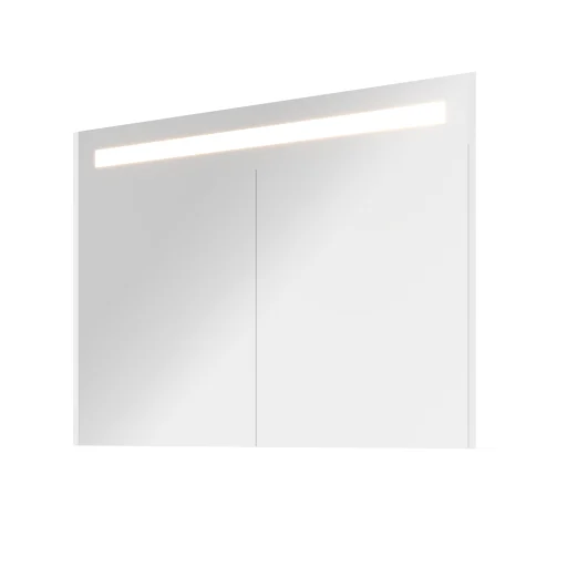 Sanibell Proline speilskab m/LED-belysning, 100x74cm, hvit høyglans paneler