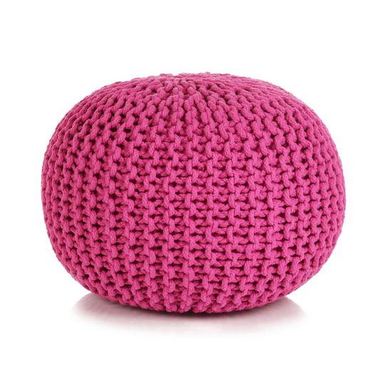 vidaXL håndstrikket puf bomuld 50 x 35 cm lyserød