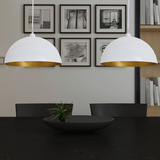 vidaXL loftslampe halvkugle 2 stk. højdejusterbar hvid