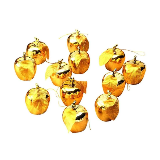 Juletræ dekorationer, Æbler - 12-pack (Guld)
