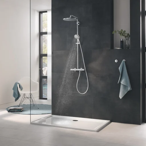 Grohe Rainshower Smartactive 310 dusjsystem med termostat, krom/hvit