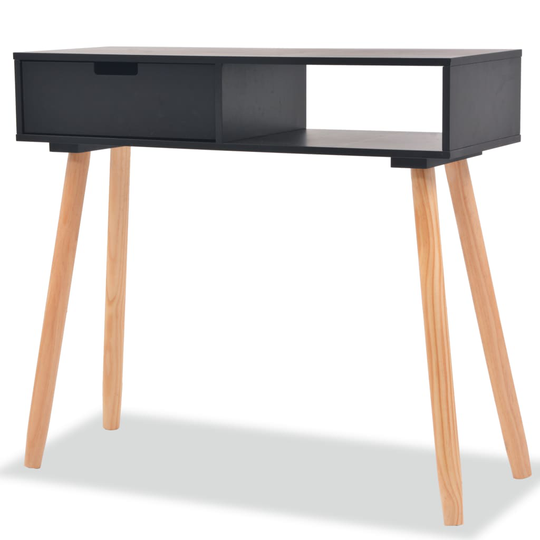 vidaXL konsolbord massivt fyrretræ 80 x 30 x 72 cm sort