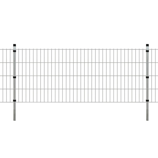 vidaXL 2D paneler og pæle til havehegn, 2008x830 mm, 34 m, sølv