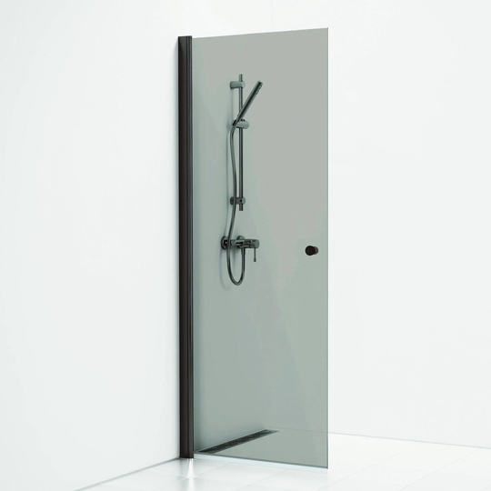 Svedbergs Skoga Dusjnisje Rett Enkel Svart Matt / 80cm Røkfarget Glass