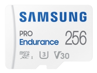 Samsung PRO Endurance MB-MJ256KA - Flashhukommelseskort (microSDXC til SD adapter inkluderet) - 256 GB - Video Class V30 / UHS-I U3 / Class10 - microSDXC UHS-I - hvid