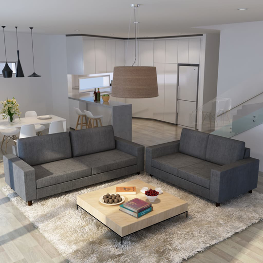 vidaXL 5-personers sofasæt 2 stk. mørkegrå stof