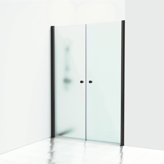 Svedbergs Skoga Dusjnisje Rett Dobbel Svart Matt / 158cm Frostet Glass