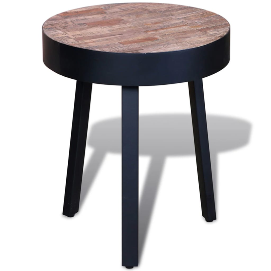 vidaXL sidebord genbrugsteaktræ rundt