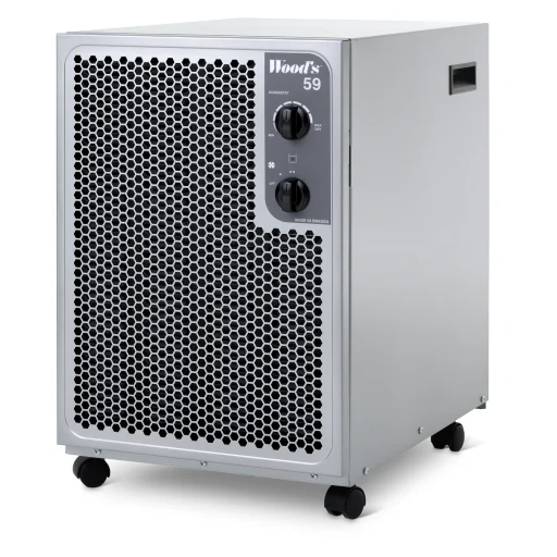 Woods SW59FX Silent avfukter 25 liter/døgn 230 m², sølv/metallfarget