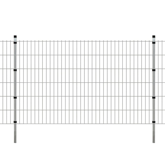 vidaXL 2D paneler og pæle til havehegn, 2.008x1.230 mm, 18 m, sølvgrå