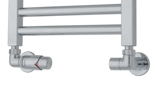 Ventilsett m/returtermostat på venstre side, vinklet, Krom