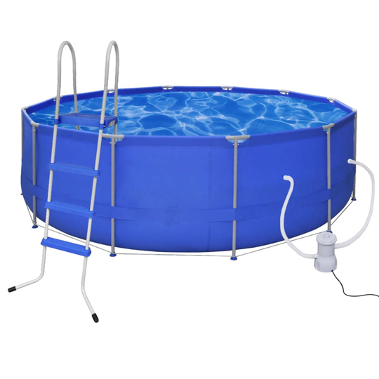 vidaXL swimmingpool 457 cm rund med poolstige og filterpumpe 3028 l/t.
