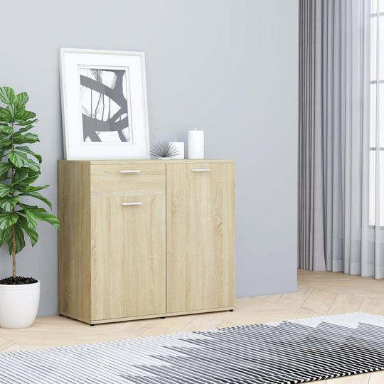 vidaXL skænk 80x36x75 cm konstrueret træ sonoma-eg