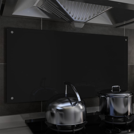 vidaXL stænkplade til køkkenet 100 x 50 cm hærdet glas sort