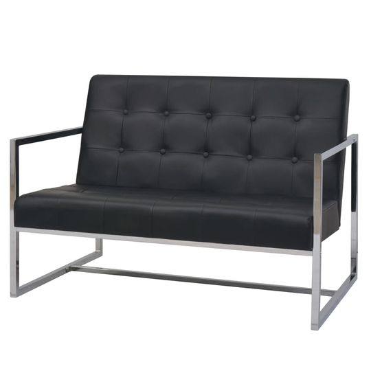 vidaXL 2-personers sofa med armlæn kunstlæder og stål sort