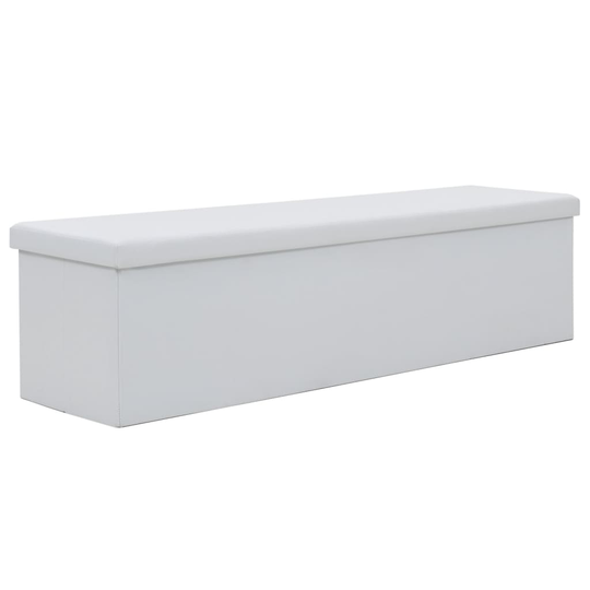 vidaXL foldbar opbevaringsbænk kunstlæder 150 x 38 x 38 cm hvid