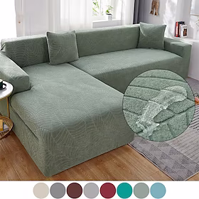 stretch sofa cover slipcover elastisk sectional sofa lenestol loveseat 4 eller 3 seter l form jacquard grå vannavvisende vanlig solid myk holdbar vaskbar