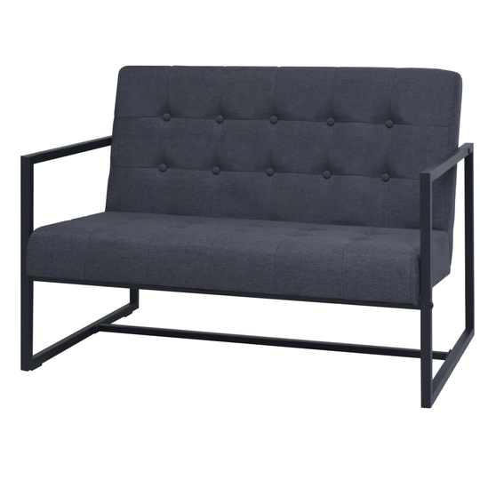 vidaXL 2-personers sofa med armlæn i stål og stof mørkegrå