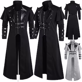 Pestelegen Store størrelser Punk og gotisk Kostymer i middelalderstil Steampunk 17. århundre Jakke Maskerade Herre Kostume Årgang Cosplay Fest Langermet Frakk