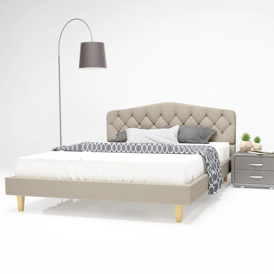 vidaXL seng med madras 140x200 cm stof beige