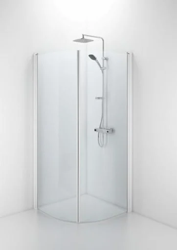 Ifö Space buet dør m/håndtaksprofil 90 cm, Klart glass/Hvit profil - Kun 1 dør