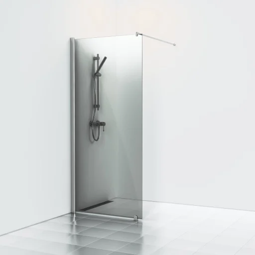 Svedbergs Skoga dusjvegg 90 cm, røgfarvet glass/blank alu
