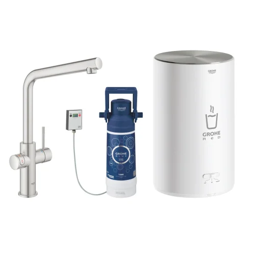 Grohe Red Duo kjøkkenarmatur inkl. 3 liters varmtvannsbereder, rustfri stål