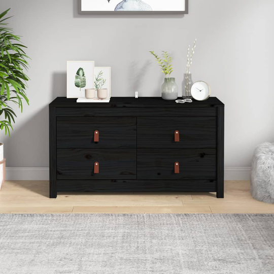 vidaXL kommode 100x40x54 cm massivt fyrretræ sort