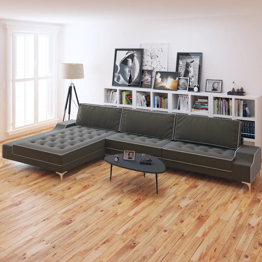vidaXL L-formet sofa stof mørkegrå XXL 326 x 163 x 83 cm