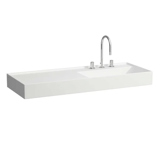 Kartell Laufen håndvask, 120x46 cm, hylle til venstre, matt hvit
