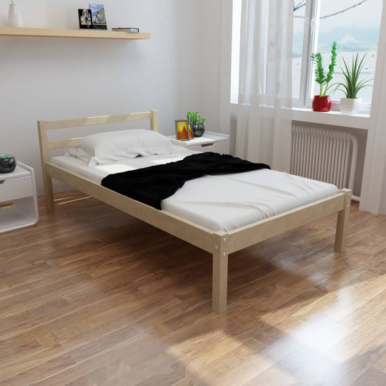 vidaXL seng med madras massivt fyrretræ 90 x 200 cm