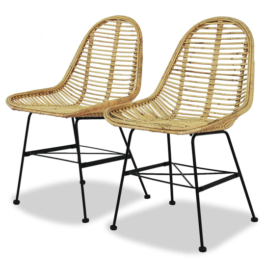 vidaXL spisebordsstole 2 stk. naturligt rattan