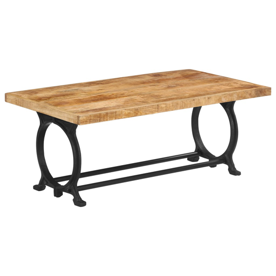 vidaXL spisebordsbænk massivt mangotræ og støbejern 110 x 45 x 47 cm