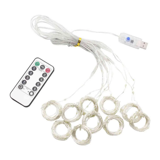 USB-drevet LED-gardin - Koldt Lys