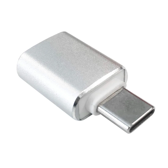 USB-A til USB-C adapter, 3 cm - Sølv
