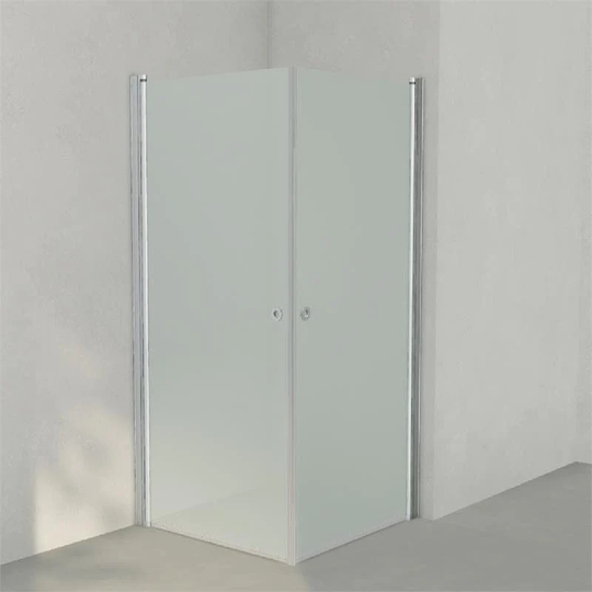 INR Iconic Nordic Rooms Dusjhjørne Linc Angel Original, Frostet/stripe Glass Matt Aluminium / 90x90cm Frostet