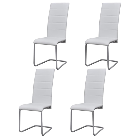 vidaXL spisebordsstole med cantilever 4 stk. kunstlæder hvid